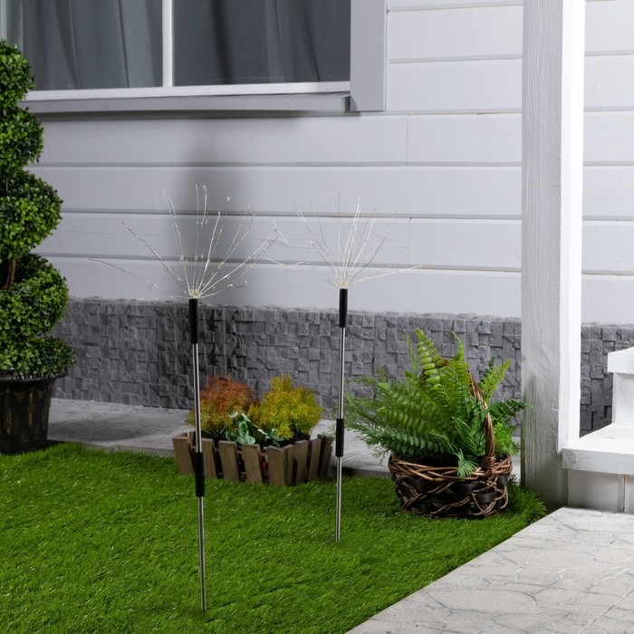 Садовый светильник на солнечной батарее «Одуванчики» 2 шт., 78 см, 160 LED, свечение тёплое белое Садовый светильник на солнечной батарее «Одуванчики» 2 шт., 78 см, 160 LED, свечение тёплое белое