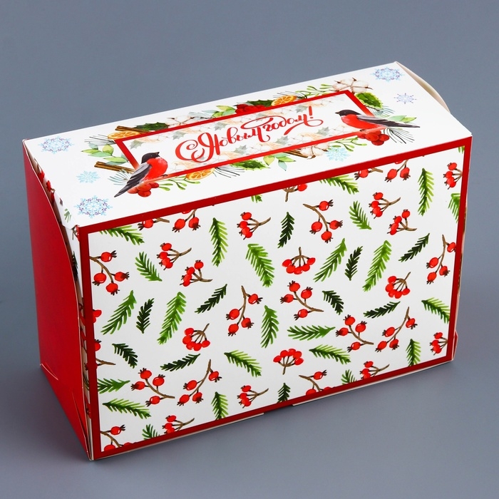 Новый год. Коробка для 6 капкейков с окном подарочная новогодняя упаковк  Новый год. Коробка для 6 капкейков с окном подарочная новогодняя упаковк "Верь в чудеса", 25 х 17 х 10 см.