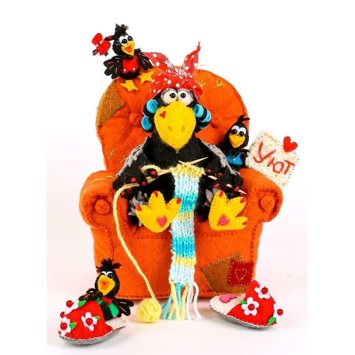 Набор для изготовления текстильной игрушки «Ворона-Уютница» высота — 17 см Набор для изготовления текстильной игрушки «Ворона-Уютница» высота — 17 см