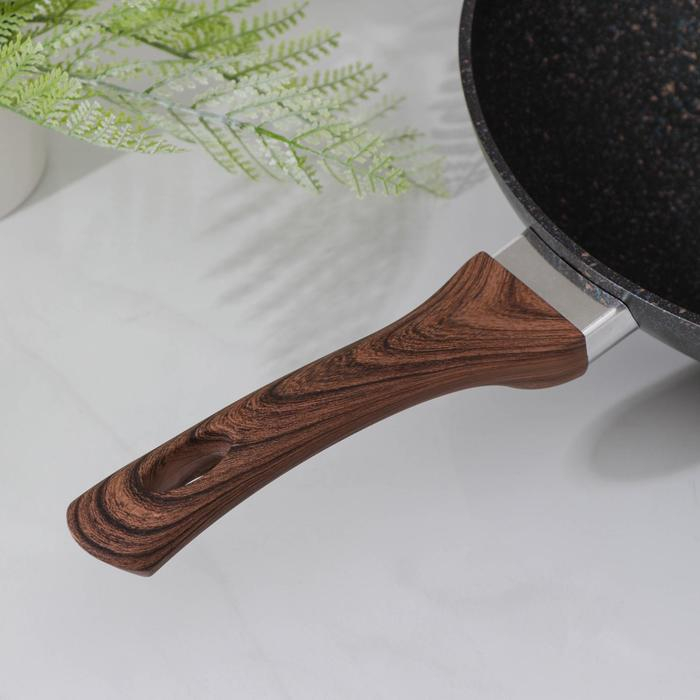 Сковорода WOK Granit ultra blue, d=28 см, h=9,5 см, пластиковая ручка, антипригарное покрытие, цвет чёрный Сковорода WOK Granit ultra blue, d=28 см, h=9,5 см, пластиковая ручка, антипригарное покрытие, цвет чёрный