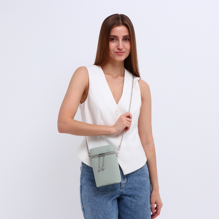 Сумка кросс-боди, отдел на молнии, длинный ремень, цвет зелёный Сумка кросс-боди, отдел на молнии, длинный ремень, цвет зелёный