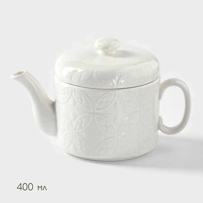 Набор фарфоровый чайный BellaTenero «Орнамент», 3 предмета: чайник 400 мл, кружка 280 мл, бамбуковая подставка, цвет белый Набор фарфоровый чайный BellaTenero «Орнамент», 3 предмета: чайник 400 мл, кружка 280 мл, бамбуковая подставка, цвет белый