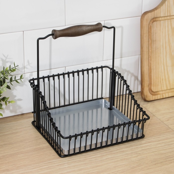 Полка для кухни, для рейлинга, 21×11×20 см, цвет чёрный