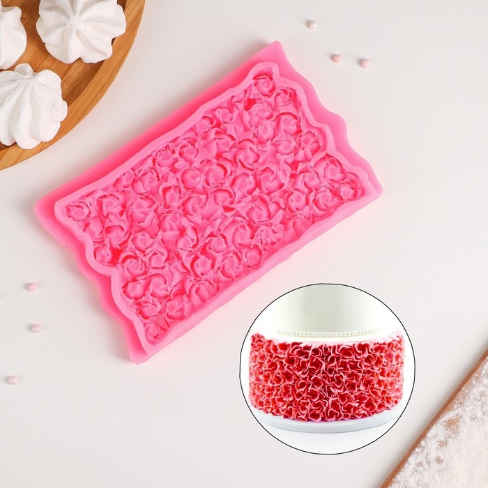 Молд «Ковер из роз», силикон, 17,5×10,7×2,3 см, цвет розовый Молд «Ковер из роз», силикон, 17,5×10,7×2,3 см, цвет розовый