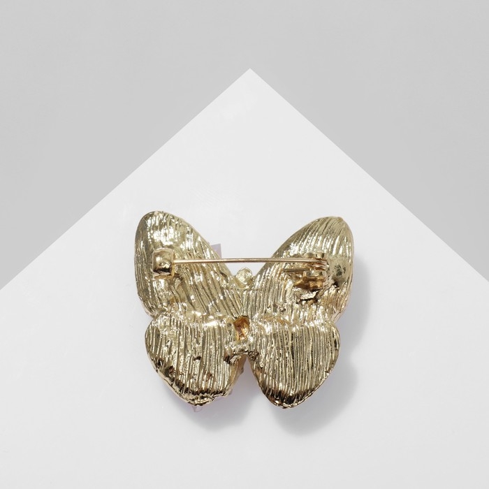 Брошь «Бабочка» друза, цвет бело-розовый в золоте Брошь «Бабочка» друза, цвет бело-розовый в золоте