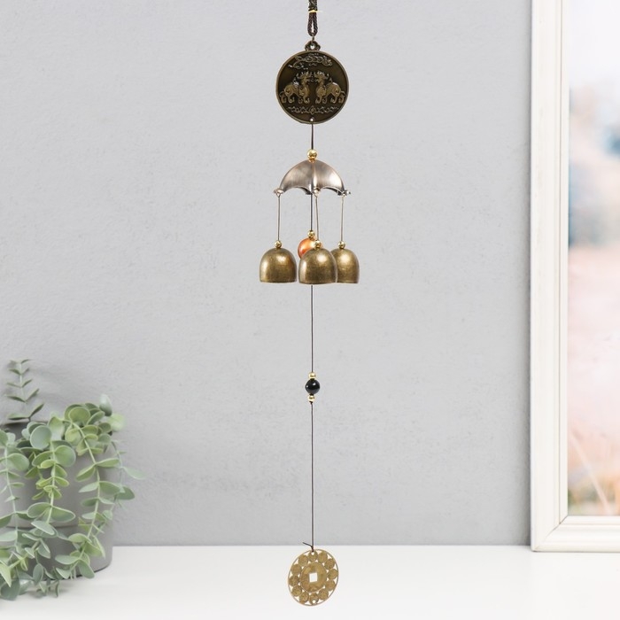 Музыка ветра Музыка ветра "Дракон на монете" 3 колокольчика + 1 подвеска 46 см