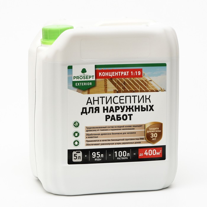 Антисептик для наружных работ Prosept Exterior, концентрат 1:19, 5л Антисептик для наружных работ Prosept Exterior, концентрат 1:19, 5л