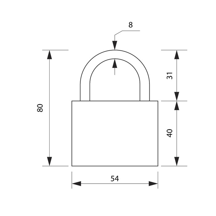 Замок навесной, 54х80 мм, 3 ключа Замок навесной, 54х80 мм, 3 ключа