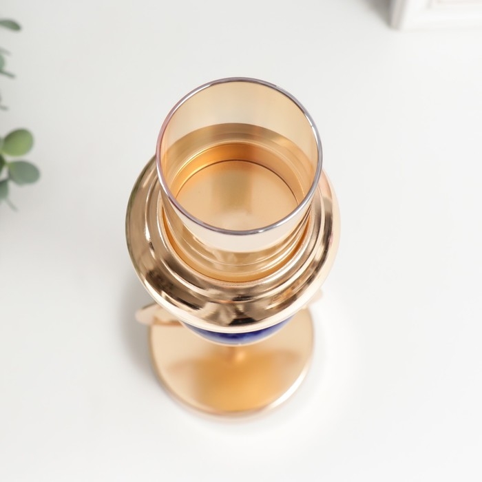 Подсвечник металл на 1 свечу Подсвечник металл на 1 свечу "Спираль. Синий мраморный элемент" золото 38х10х10 см