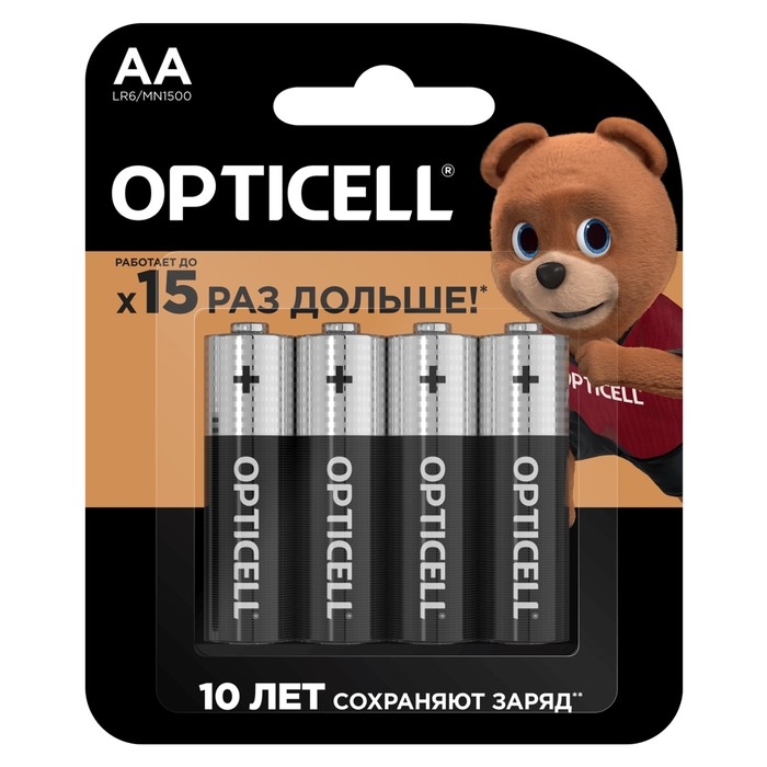 Батарейка алкалиновая OPTICELL, AA, LR6-4BL, 1.5В, блистер, 4 шт Батарейка алкалиновая OPTICELL, AA, LR6-4BL, 1.5В, блистер, 4 шт