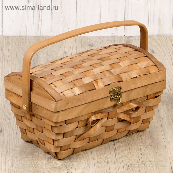 Сундук «Бантик», с ручкой, тонированный натуральный, 27×16×14,5/20,5 см, шпон Сундук «Бантик», с ручкой, тонированный натуральный, 27×16×14,5/20,5 см, шпон