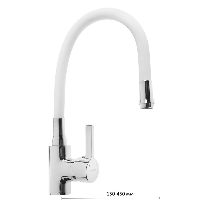 Смеситель для кухни Mira 5098-3, однорычажный, картридж 35 мм, гибкий излив, хром/белый Смеситель для кухни Mira 5098-3, однорычажный, картридж 35 мм, гибкий излив, хром/белый