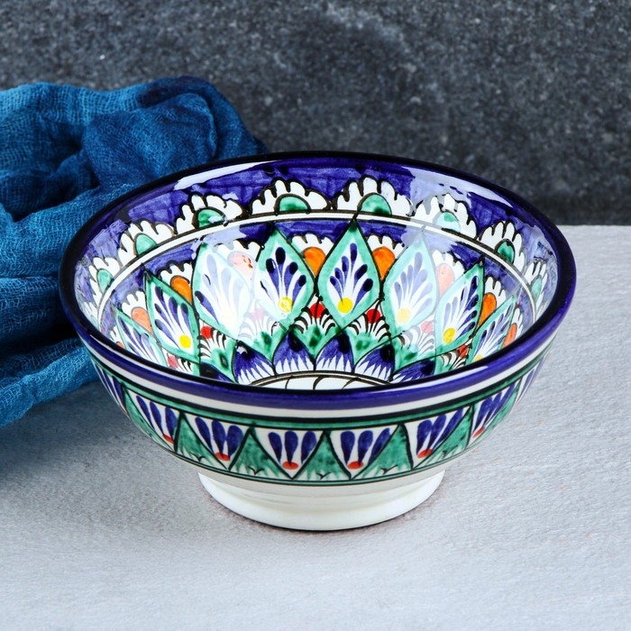 Коса Риштанская Керамика  Коса Риштанская Керамика "Цветы" 15 см, малая, синяя