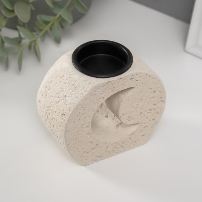 Подсвечник гипс, металл на 1 свечу Подсвечник гипс, металл на 1 свечу "Месяц в камне" d=3,8 см 5х9,6х8,5 см