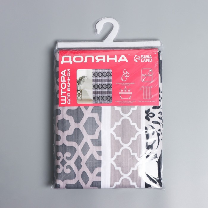 Штора для ванны Доляна «Барокко», 180×180 см, полиэстер