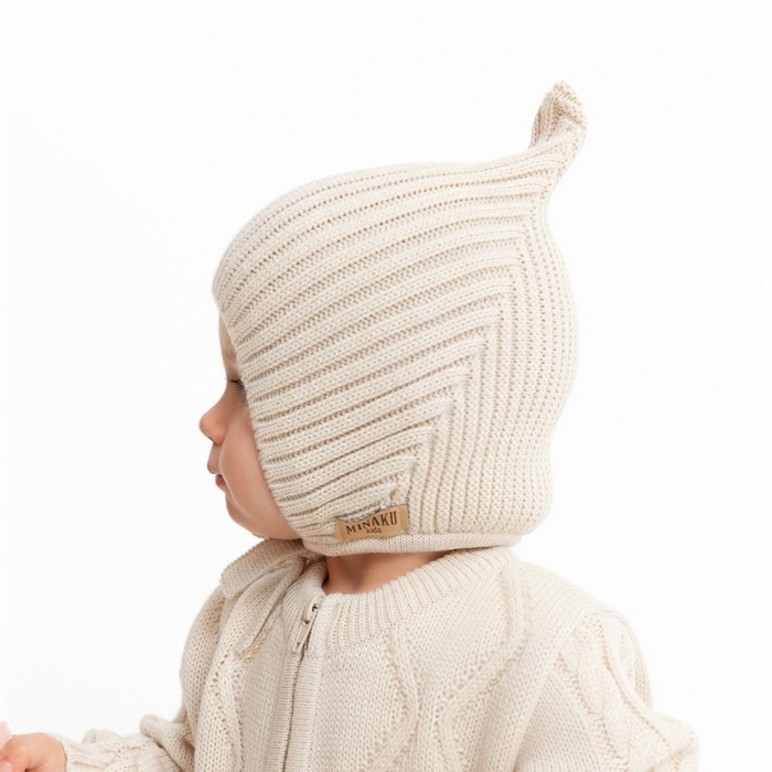 Шапка вязаная детская MINAKU, цвет бежевый, размер 40-42 Шапка вязаная детская MINAKU, цвет бежевый, размер 40-42