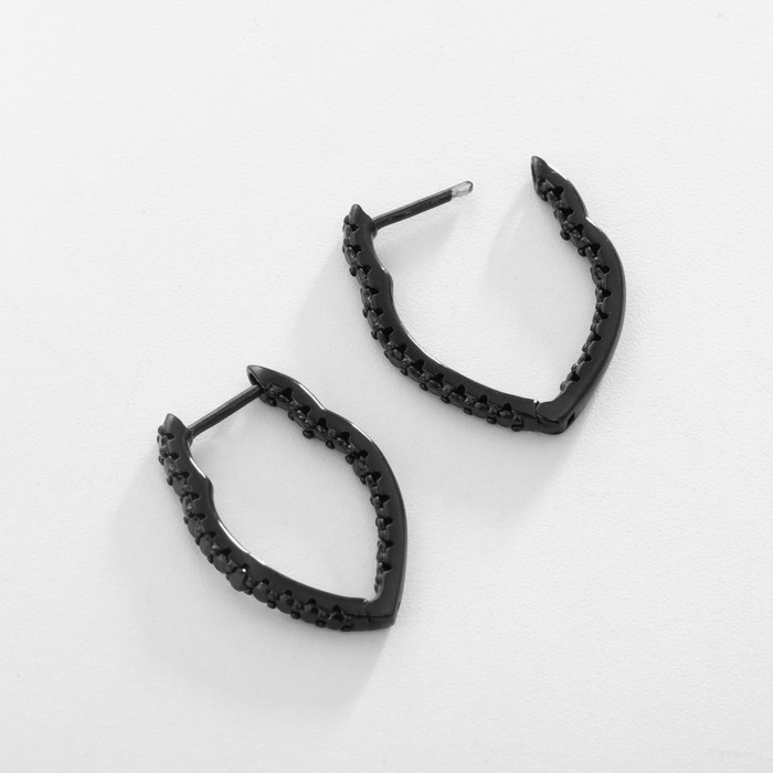 Серьги со стразами XUPING арфа неотразимость, цвет чёрный Серьги со стразами XUPING арфа неотразимость, цвет чёрный