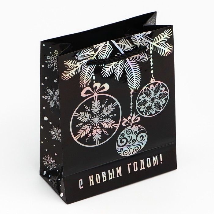 Пакет голографический вертикальный «С Новым годом», S 12 х 15 х 5.5 см , Новый год