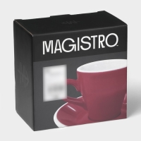 Кофейная пара фарфоровая Magistro Coffee time, 2 предмета: чашка 180 мл, блюдце d=14,5 см, цвет красный