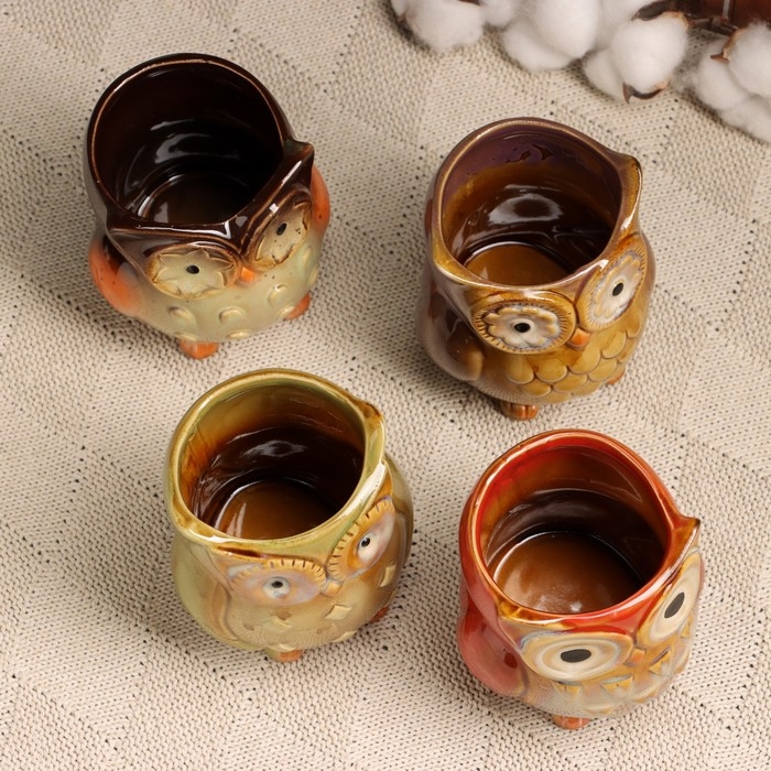 Набор кашпо  Набор кашпо "Филин" 10х8х8см, МИКС