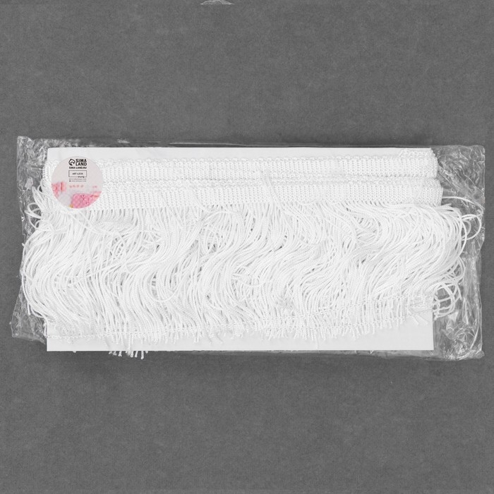 Тесьма декоративная «Бахрома», 10 см, 5 ± 0,5 м, цвет белый Тесьма декоративная «Бахрома», 10 см, 5 ± 0,5 м, цвет белый