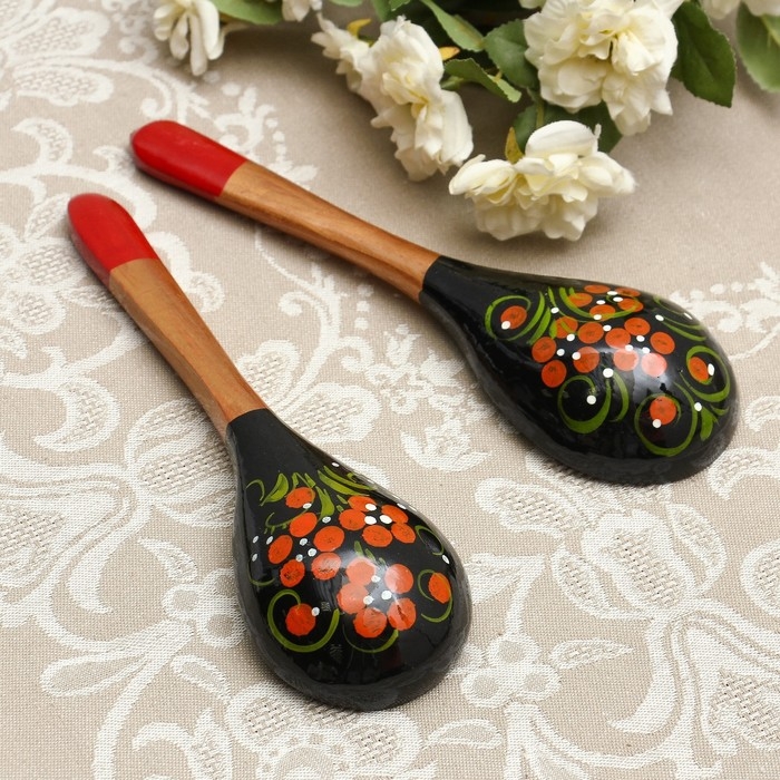 Ложка «Чернушка», салатная, 6×21, хохлома Ложка «Чернушка», салатная, 6×21, хохлома