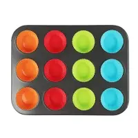 VETTA Форма для выпечки 12 ячеек с силиконовыми формами, 35,2х26,5х2,7см, угл.сталь, антипригарное п