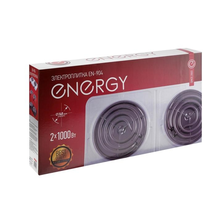 Плитка электрическая ENERGY EN-904R, 2000 Вт, 2 конфорки, красная Плитка электрическая ENERGY EN-904R, 2000 Вт, 2 конфорки, красная