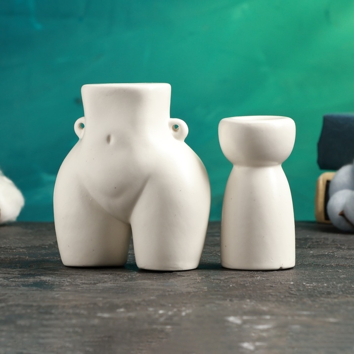 Набор подсвечников Набор подсвечников "Марта и Лунд" белый глянец, 2шт/4х8см/10х8см