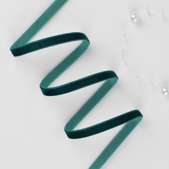 Лента бархатная, 6 мм, 18 ± 1 м, цвет изумрудный №34 Лента бархатная, 6 мм, 18 ± 1 м, цвет изумрудный №34