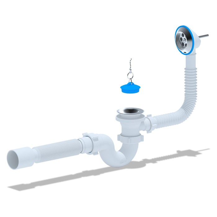 Комплект для ванны  Комплект для ванны "АНИ Пласт" E155: сифон с выпуском, переливом 1 1/2", гибкая труба