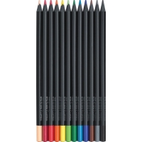 Карандаши цветные Faber-Castell Black Edition 12 цветов, cверхмягкий грифель, трехгранные, чёрное дерево, в картонной коробке, 116412