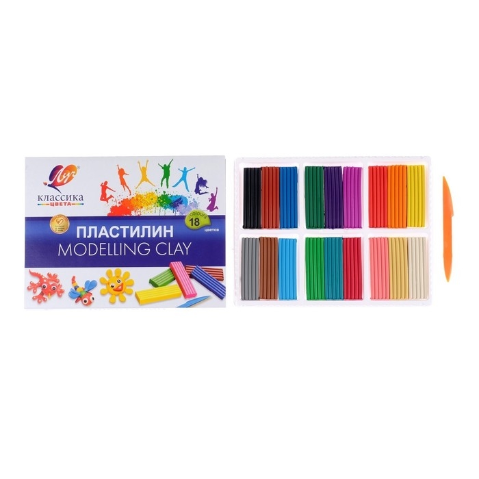 Пластилин 18 цветов 360 г  Пластилин 18 цветов 360 г "Классика"