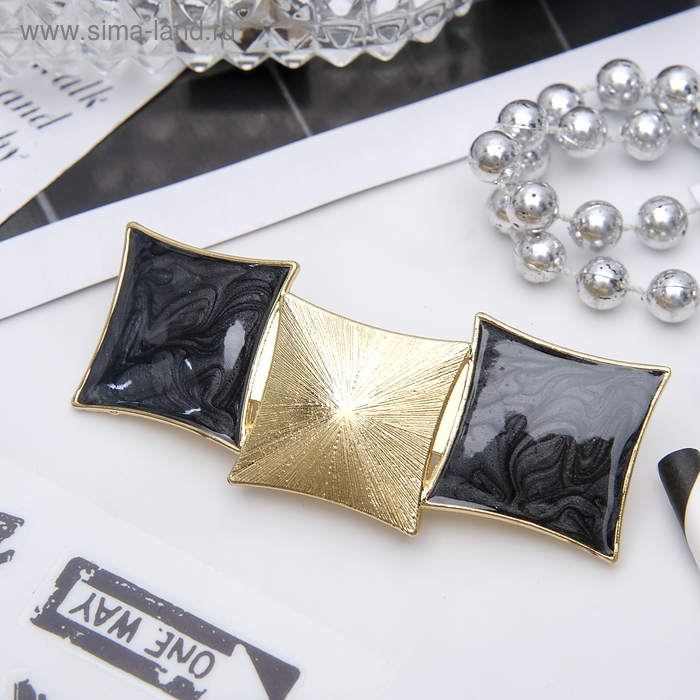 Заколка-автомат для волос Заколка-автомат для волос "Геометрия" три квадрата, 7,5 см, тёмная эмаль