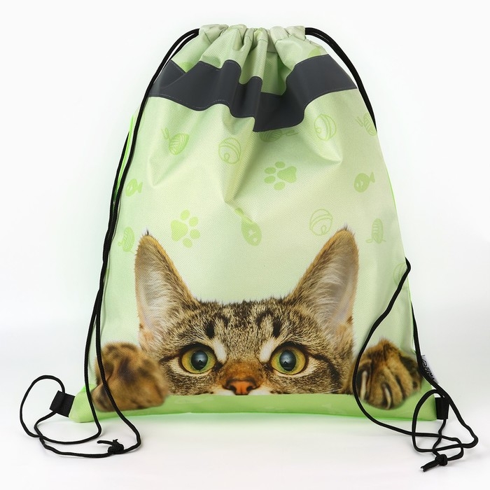 Мешок для обуви со светоотражающим элементом «Забавный котёнок» 30 х 40 см