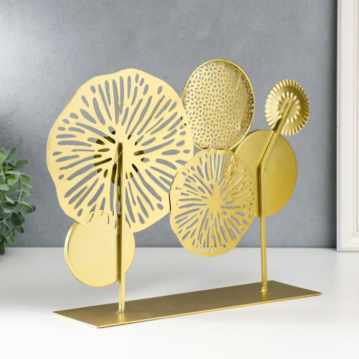 Сувенир металл с зеркалом  Сувенир металл с зеркалом "Космические цветы" золото с чёрным 27х9х37 см