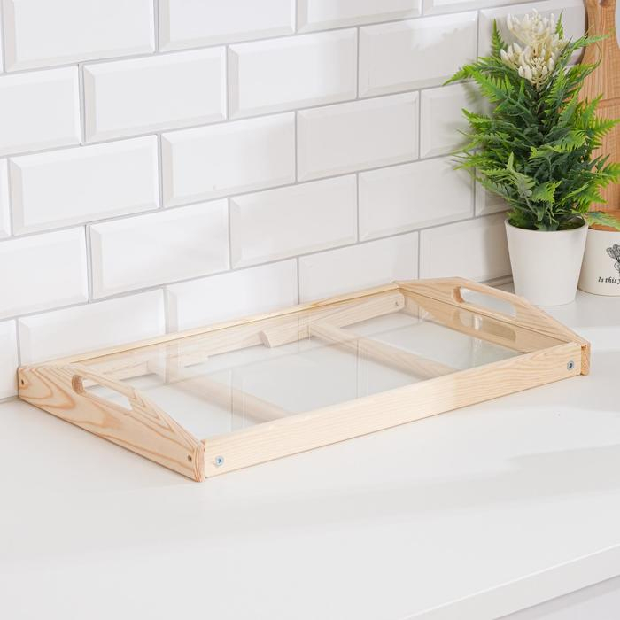 Столик для завтрака складной, 50×30см, с ручками, стекло Столик для завтрака складной, 50×30см, с ручками, стекло