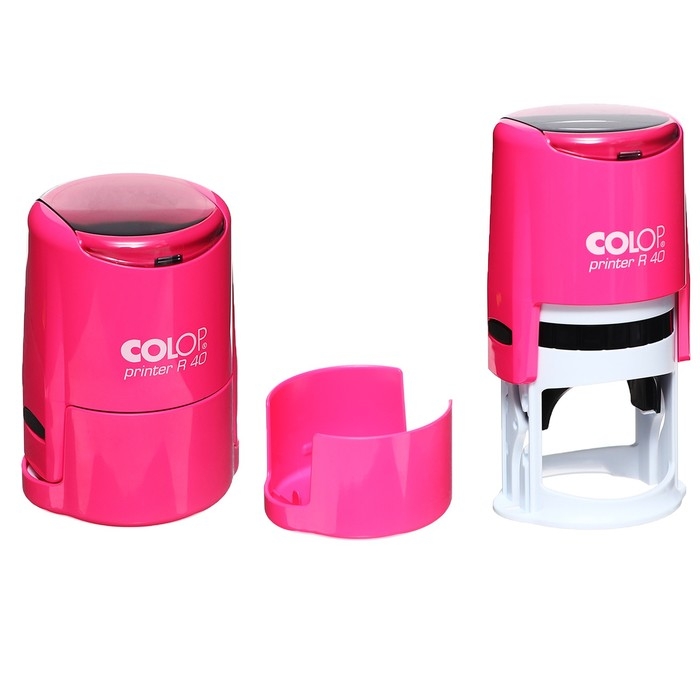 Оснастка для круглой печати автоматическая COLOP Printer R40, диаметр 41.5 мм, с крышкой, корпус розовый неон