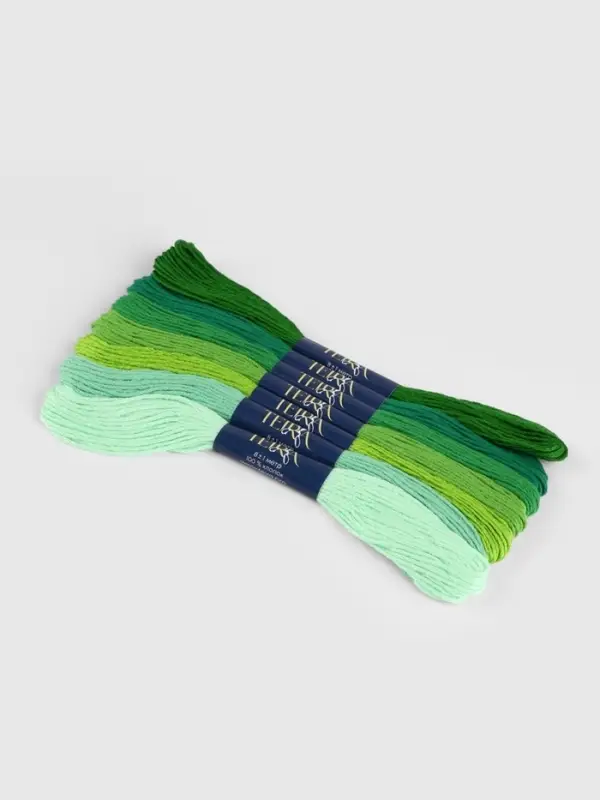 Нитки мулине TEIRA, 8&plusmn;1 м, набор 7 шт., хлопок, зелёные