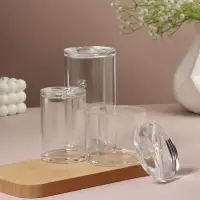 Органайзер для ватных палочек и дисков, с крышкой, 3 секции, 14&times;14&times;13 см, прозрачный