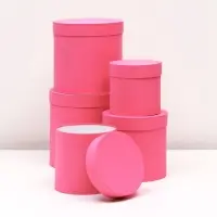 Набор круглых коробок 5в1 &laquo;Краски&raquo;, розовый, 25&times;25&times;25 - 19&times;19&times;19 см