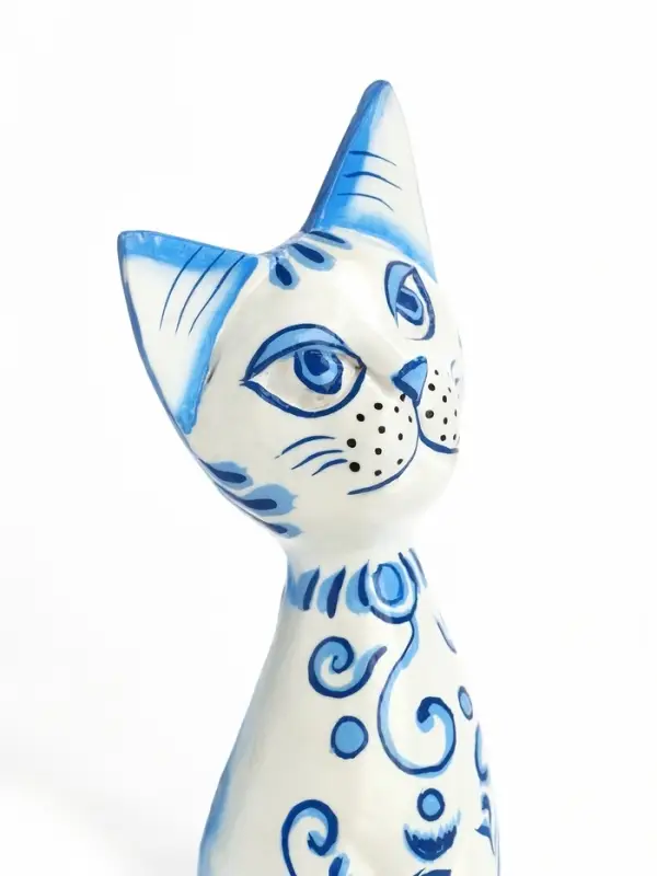 Фигура &laquo;Кошка с синей росписью&raquo;, 9&times;4.5&times;30 см, дерево