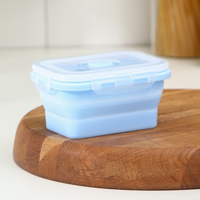 Контейнер складной с крышкой Доляна «Коста», 400 мл, 13х9,5х6 см, голубой Контейнер складной с крышкой Доляна «Коста», 400 мл, 13х9,5х6 см, голубой