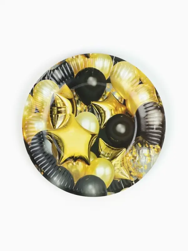 МП Тарелка одноразовая бумажная "Черное золото", шары, 18 см (10 шт.)