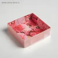 Кондитерская упаковка, коробка для макарун с PVC крышкой, «Тебе», 12 х 12 х 3.5 см