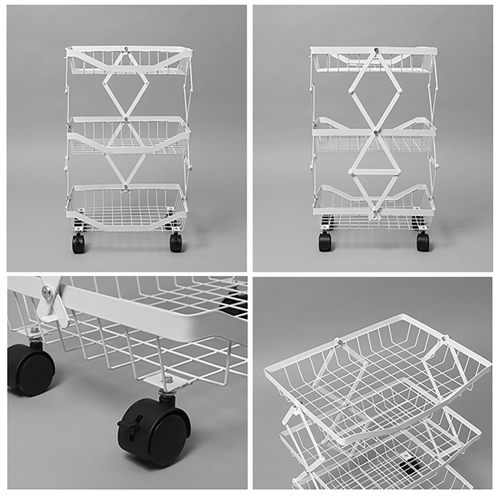 Накопитель складной на колесах, 3 полки, 35,3×27,3×53,3 см, цвет белый Накопитель складной на колесах, 3 полки, 35,3×27,3×53,3 см, цвет белый