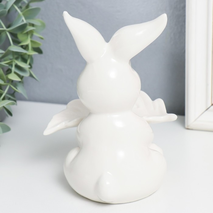 Сувенир керамика подставка Сувенир керамика подставка "Зайка с белым листом" белый 11х11.5х15см
