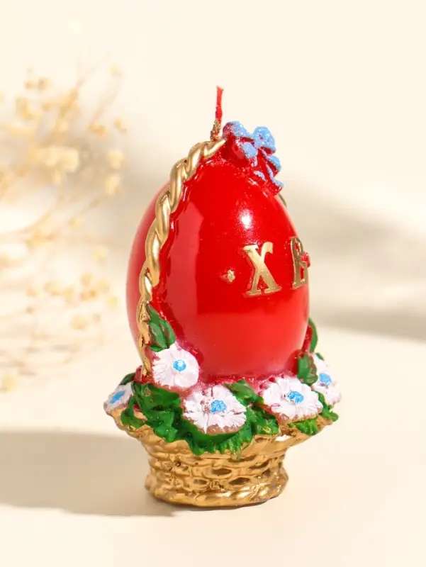 Свеча декоративная "Пасхальное яйцо в корзинке" 7х10,5 см, 130 гр