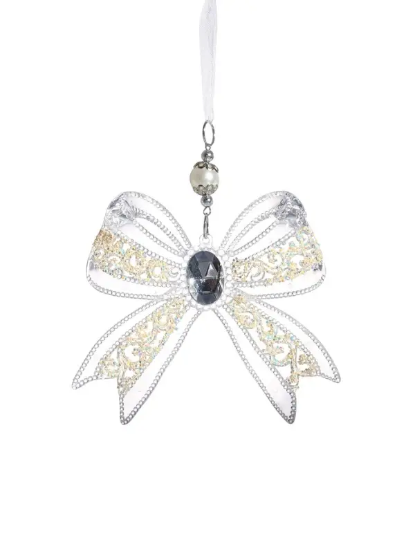 Ёлочная игрушка &laquo;Зимнее волшебство. Бантик блеск&raquo;, 12&times;10.5 см, прозрачный