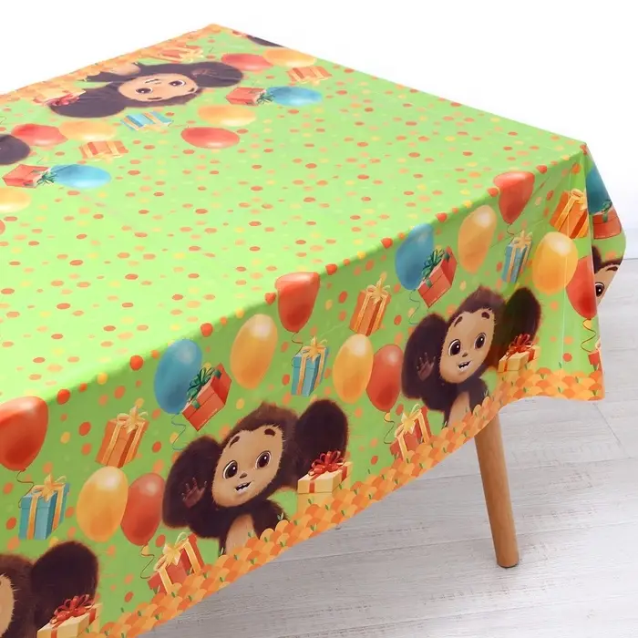 Скатерть одноразовая праздничная 120&times;180 см, 35 мкр, Чебурашка